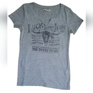 Lucky Brand Gray Blue Graphic Tee
